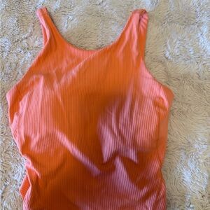 Women's Orange Ribbed Tank Top